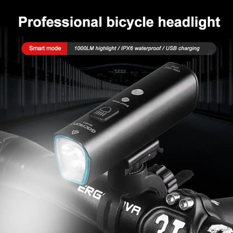 

Bike Light Bicycle Light Smart Vibration Sensing 1000Lumen 4000mAh 5 Modes LED Flashlight MTB Front Lamp V9M-1000 Bike Lamp