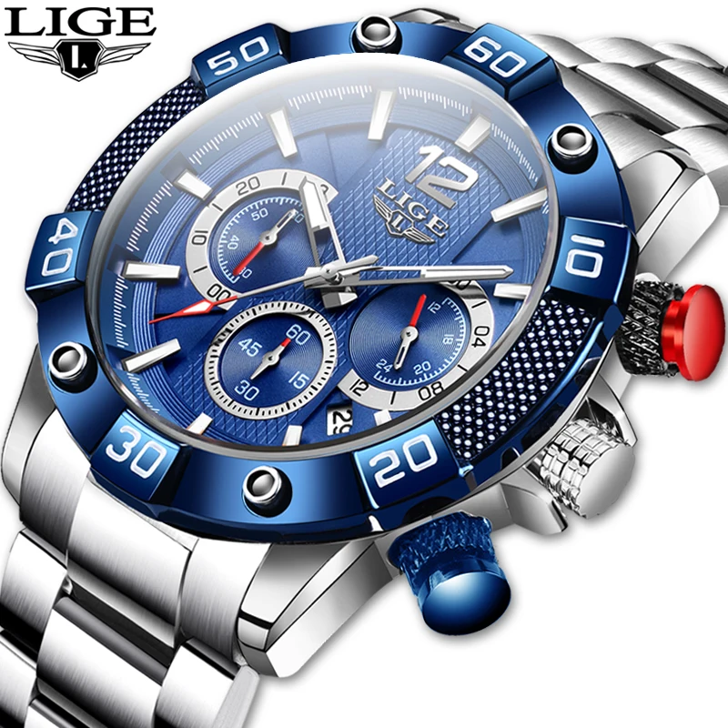 2020 New Watches Mens LIGE Sports Waterproof Watch For Men Luminous Chronograph Top Brand Luxury Relogio Masculino
