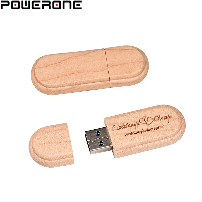 POWERONE (1 шт. бесплатный логотип) лазерная гравировка деревянный + коробка Флешка 4