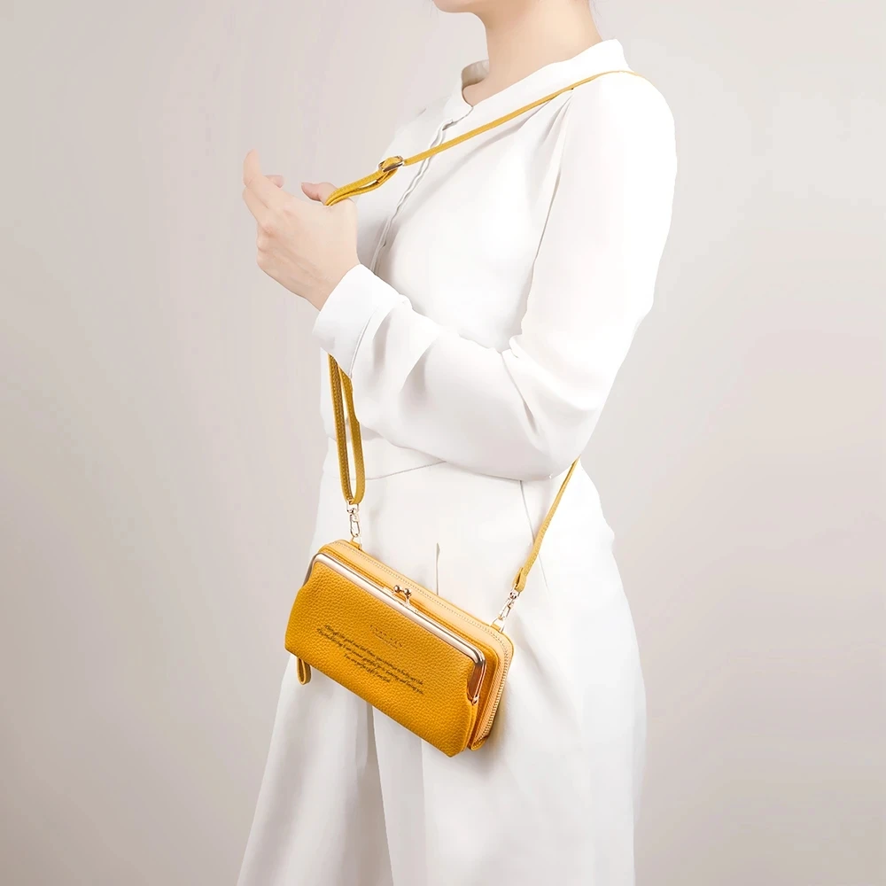 Custom Photo wallet Engraved Crossbody Bag Phone Bag Fashion PU Lychee Pattern Diagonal Shoulder Small Bag Women's Long Wallet