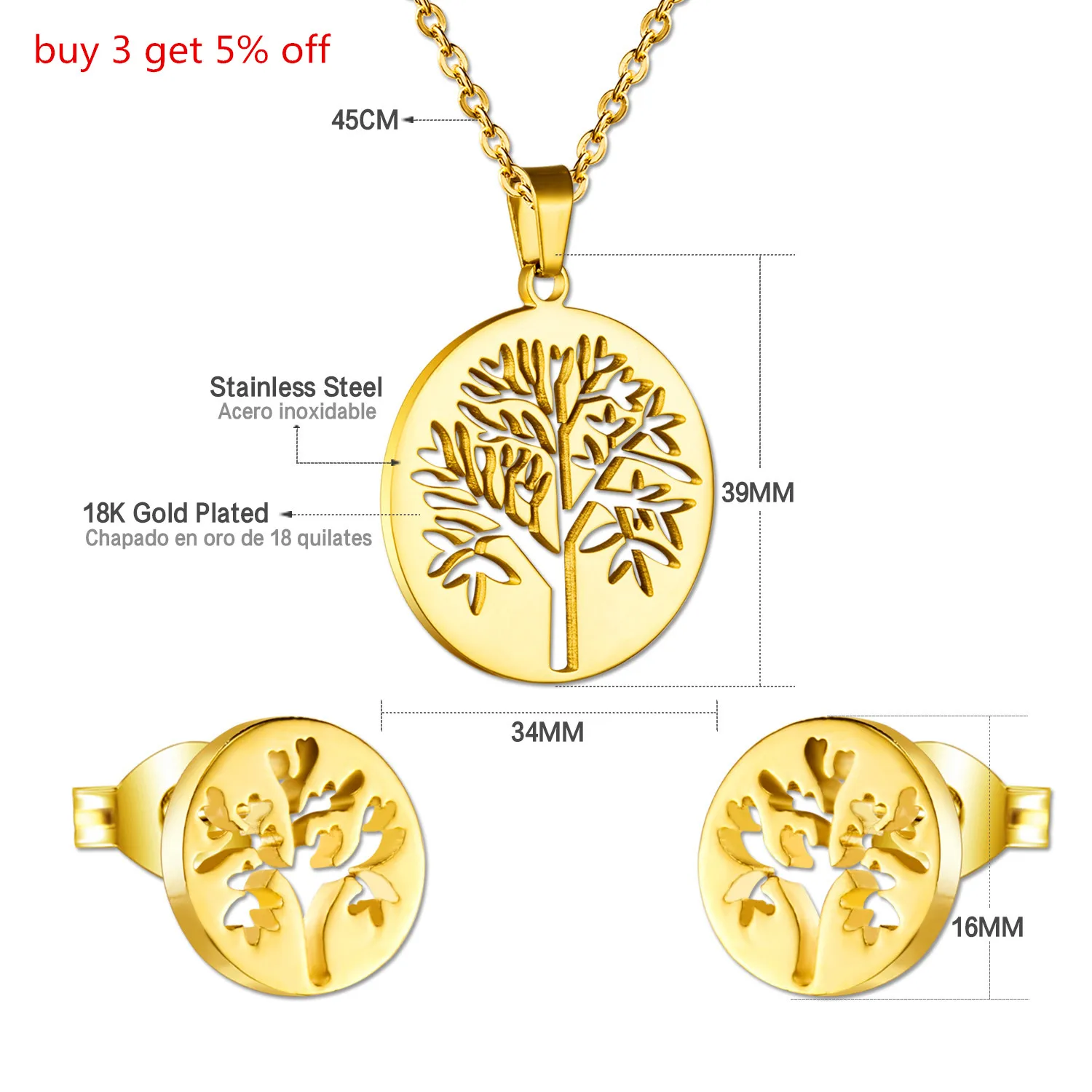 LUXUKISSKIDS дерево кулон ожерелье серьги модный набор украшений для женщин золото