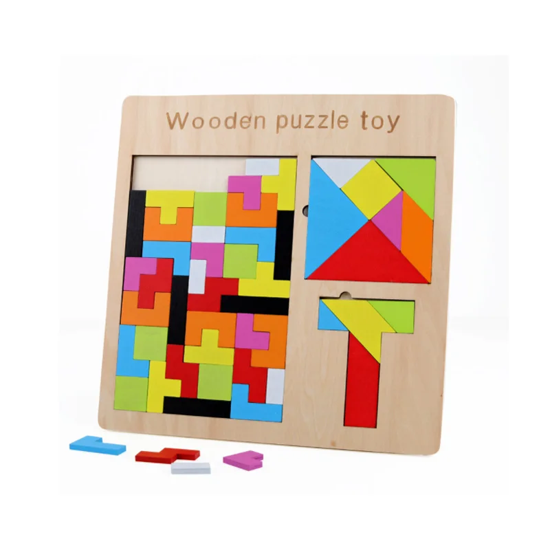 Saizhi 3 в 1 Деревянный Tangram головоломка игрушки тетрис игра дошкольного волшебства