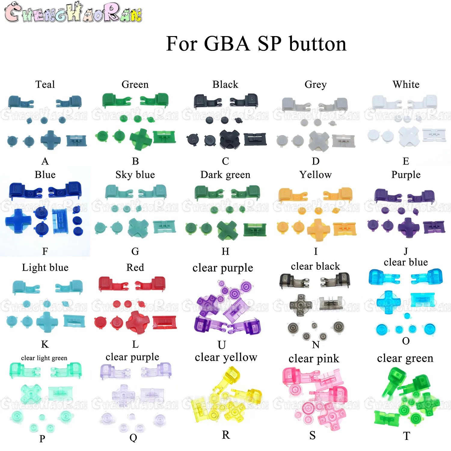 

1set Plastic Full Button Set For GameBoy Advance SP For GBA SP A B Select Start Power On Off L R Buttons kit D pad