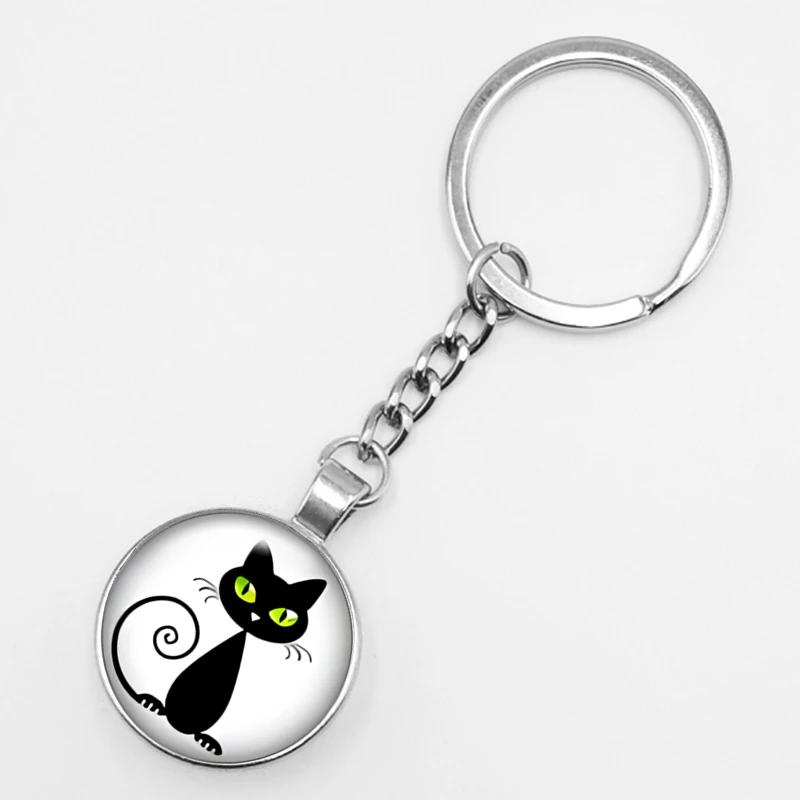 Новинка 2020 Лидер продаж забавный стеклянный брелок с забавным рисунком кота