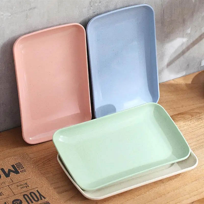 4pcs Rectangle Dishes Household Dinner Plate Food Microwave Oven Available Eco-Friendly Home Kitchen Utensils | Дом и сад