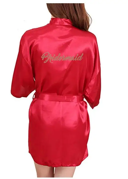 Женское атласное платье невесты бордовое шелковое свадебное халат для и