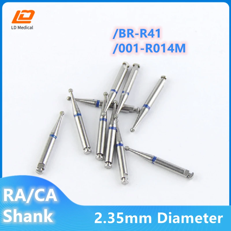 

20pcs 001-R014M Dental Diamond Burs Blue Rings Medium BR-R41 Ball Round Type 2.35mm RA Shank High Quality Dental Grinding Tools