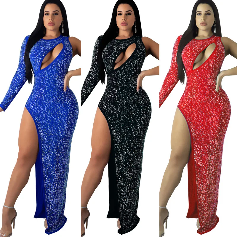 2019 Новое Лето Bodycon Для женщин платье сексуальное на одно плечо длинное Бисер клуб