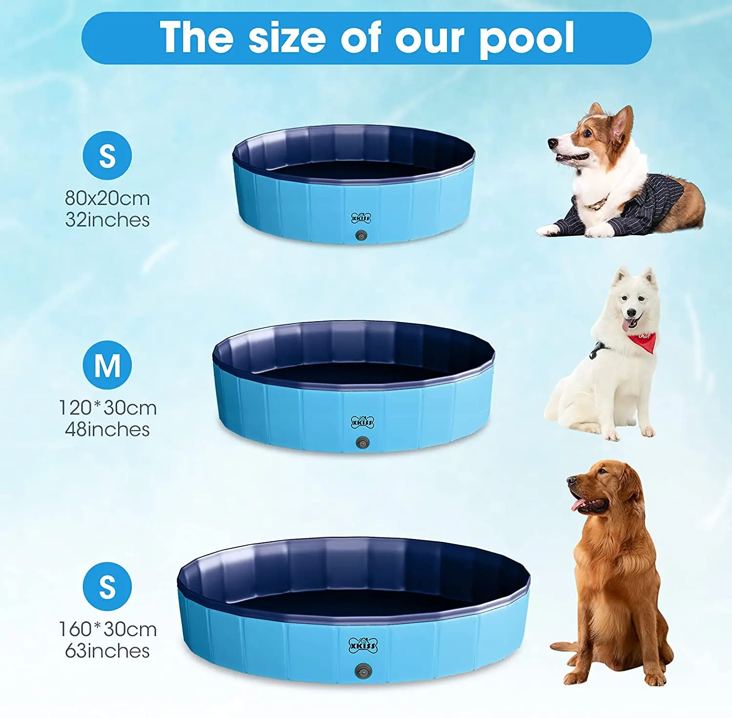 

XKISS Foldable Dog Pool Portable Outdoor Pet Bath Tub PVC Swimming Dog Pool Suitable for Kids Dogs and Other Animal