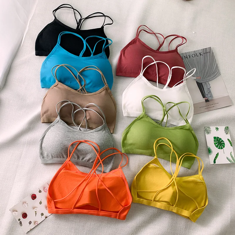 Топ женский бесшовный с чашками пуш ап пикантный Укороченный бюстгальтер без