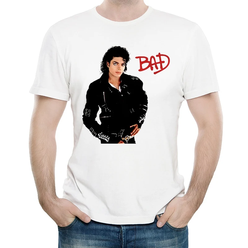 

Michael Jackson T-Shirt White Color Fashion Mens Classic Moonwalk Logo Print Tops Tees Unisex Casual MJ Clothes