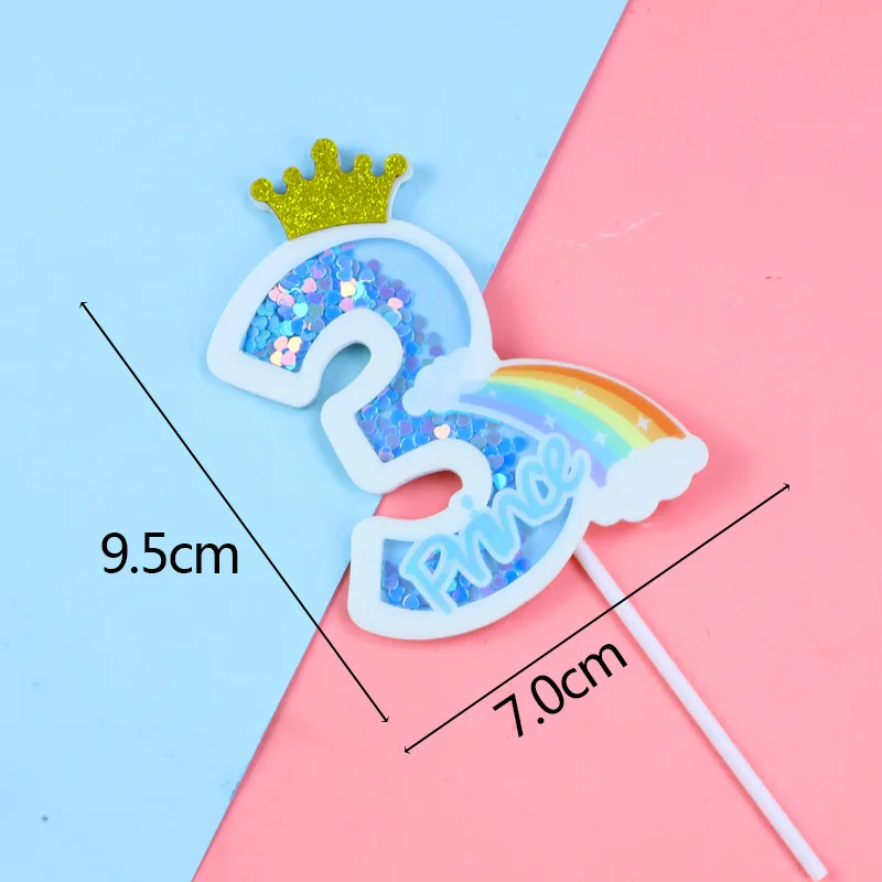 Блестящие Блестки розовый с днем рождения Бабочка цифры Радуга для детей