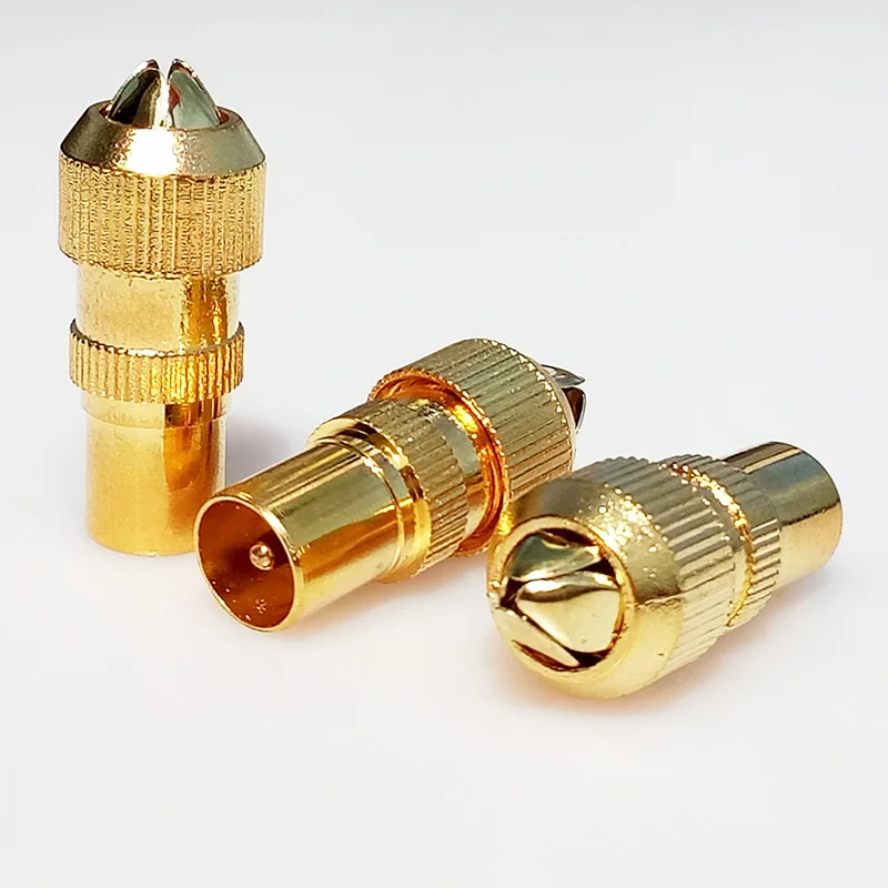 

100pcs/lot Gold Plated TV Connector Male TV AERIAL Connector Plug Coaxial Coax TV Adapter Wholesales