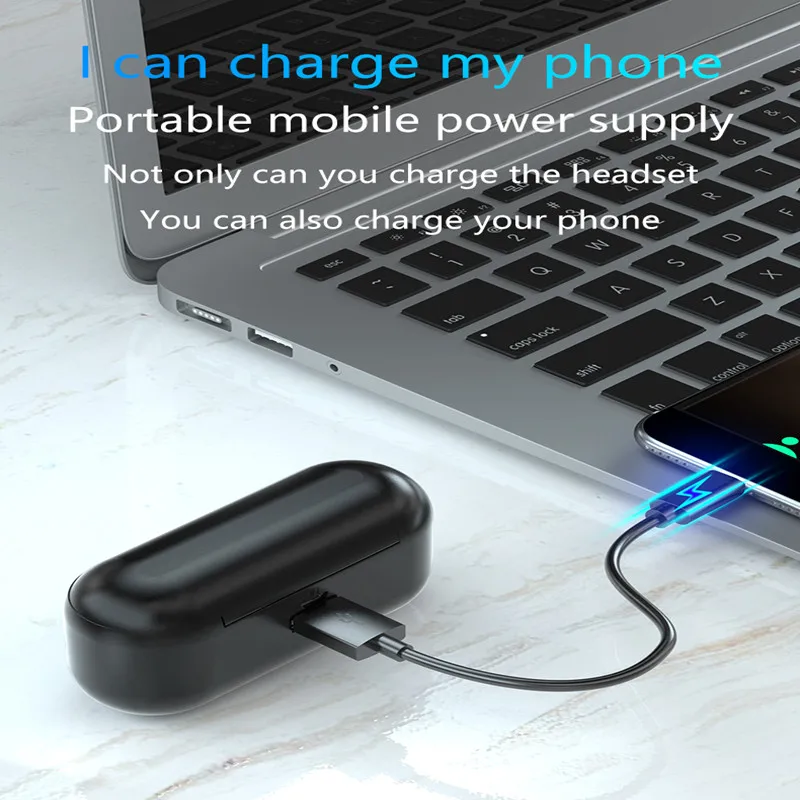 

TWS Bluetooth-5.1 Wireless Earphones Stereo Headset Mini In-Ear Touch Control Noise Cancelling Sport Waterproof Headset