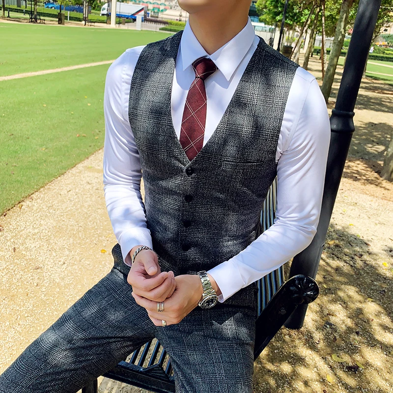 Мужской повседневный жилет синий серый коричневый мужской Азиатский размер S M L XL