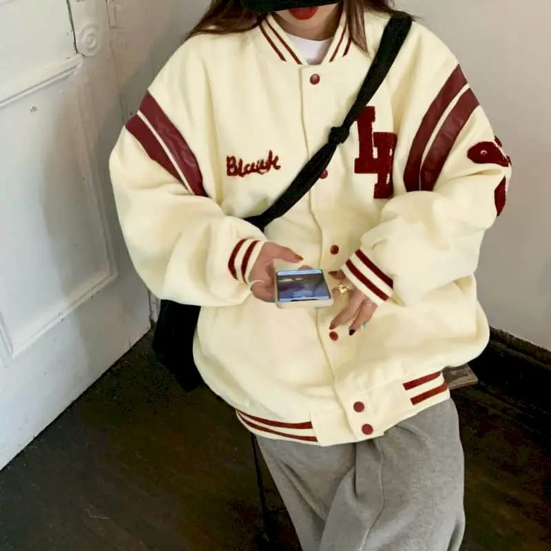 

Jacket Women Jackets Oversized Baseball Punk Clothes Autumn/winter New Clothes Korean Students Thickened Plus Velvet Sweatshirt