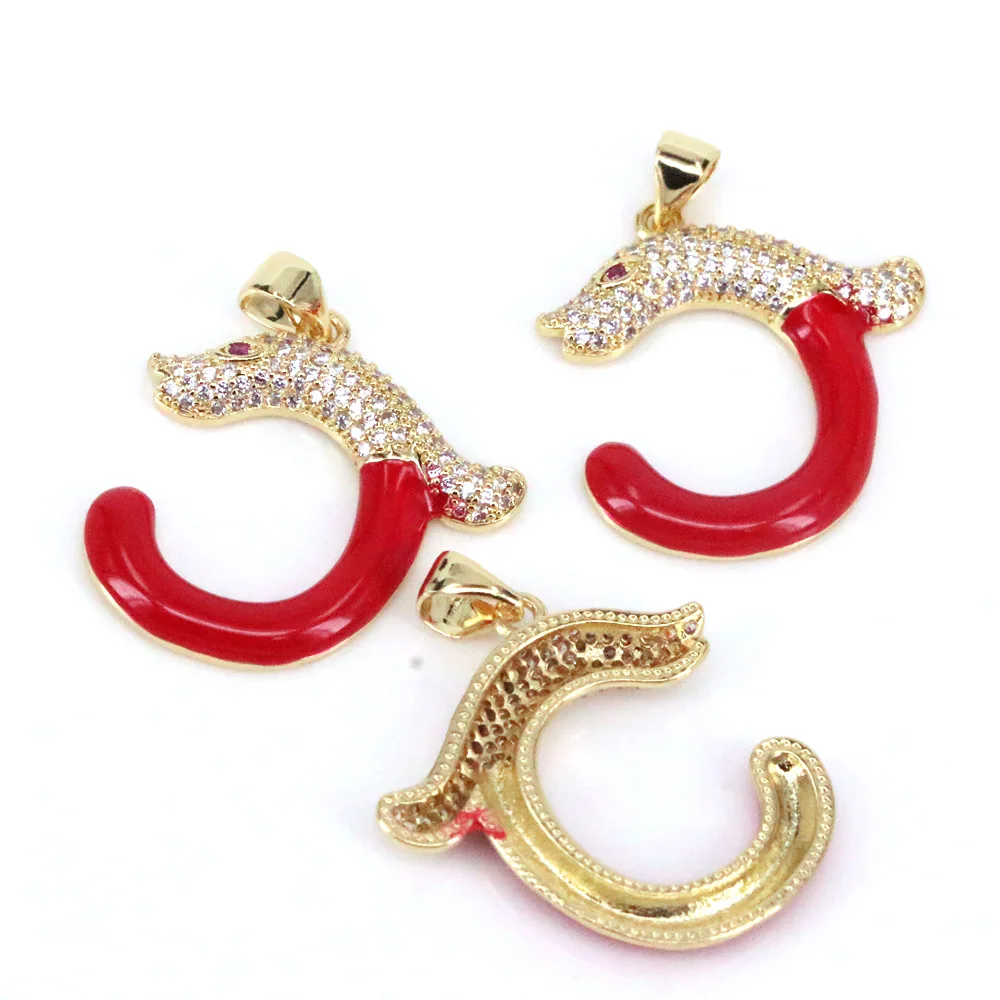 

10PCS, Enamel Dragon Trendy Necklace Pendant For Women Men Jewelry Making Cute Collar Charms Animal Pendants Supplies