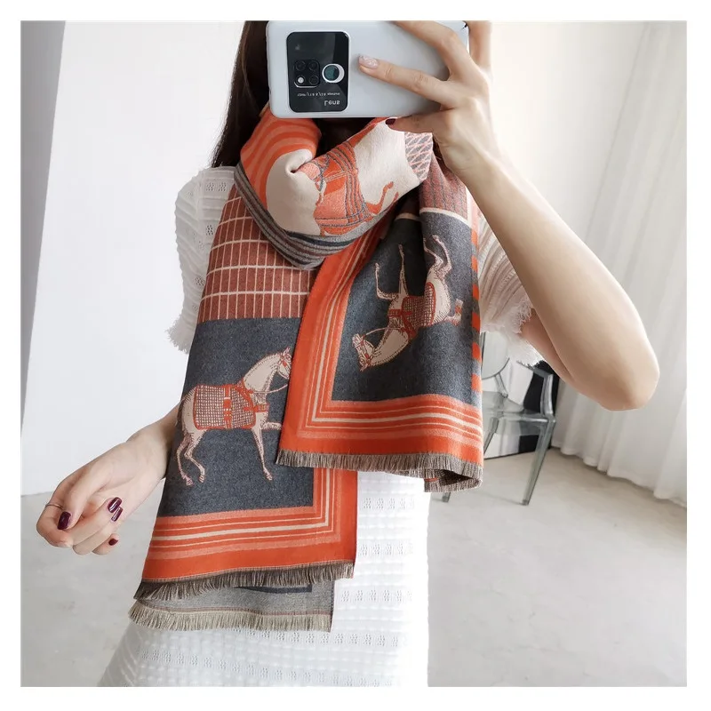 Женский модный пушистый шарф с животным принтом, зимний кашемировый шарф 185*65 см, шарфы для женщин, 2019 от AliExpress WW