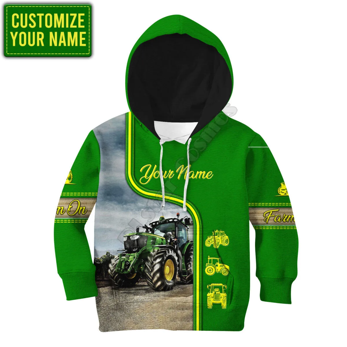 Sudadera con capucha con estampado 3D de The Green Tractor para niños, jersey de chándal, camisetas, ropa divertida 02