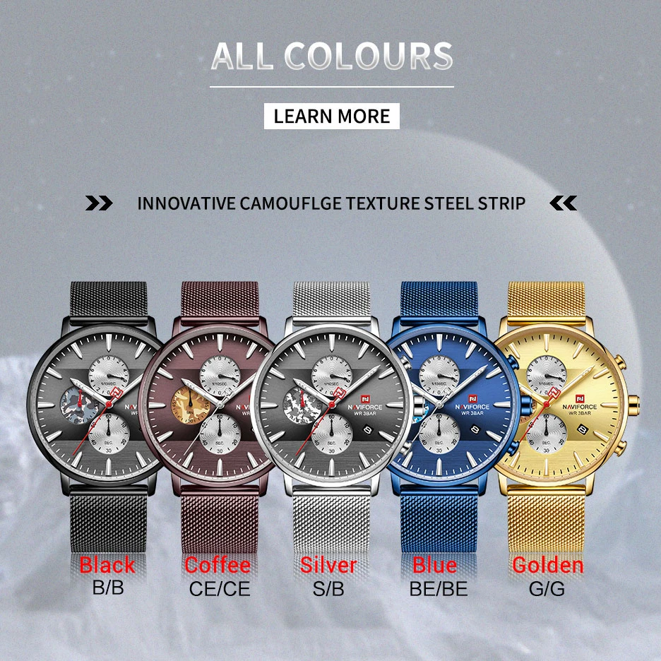 NAVIFORCE Лидирующий бренд Роскошные мужские часы ультра тонкий хронограф дат