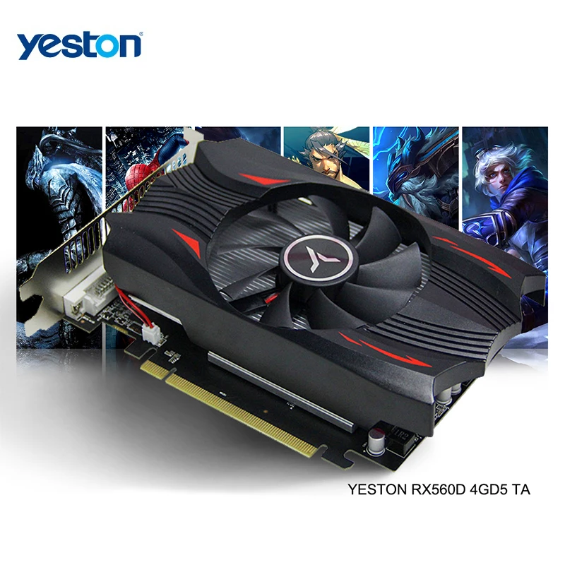 Yeston Radeon RX 560D GPU 4 ГБ GDDR5 128 бит игровой настольный компьютер ПК видео видеографики
