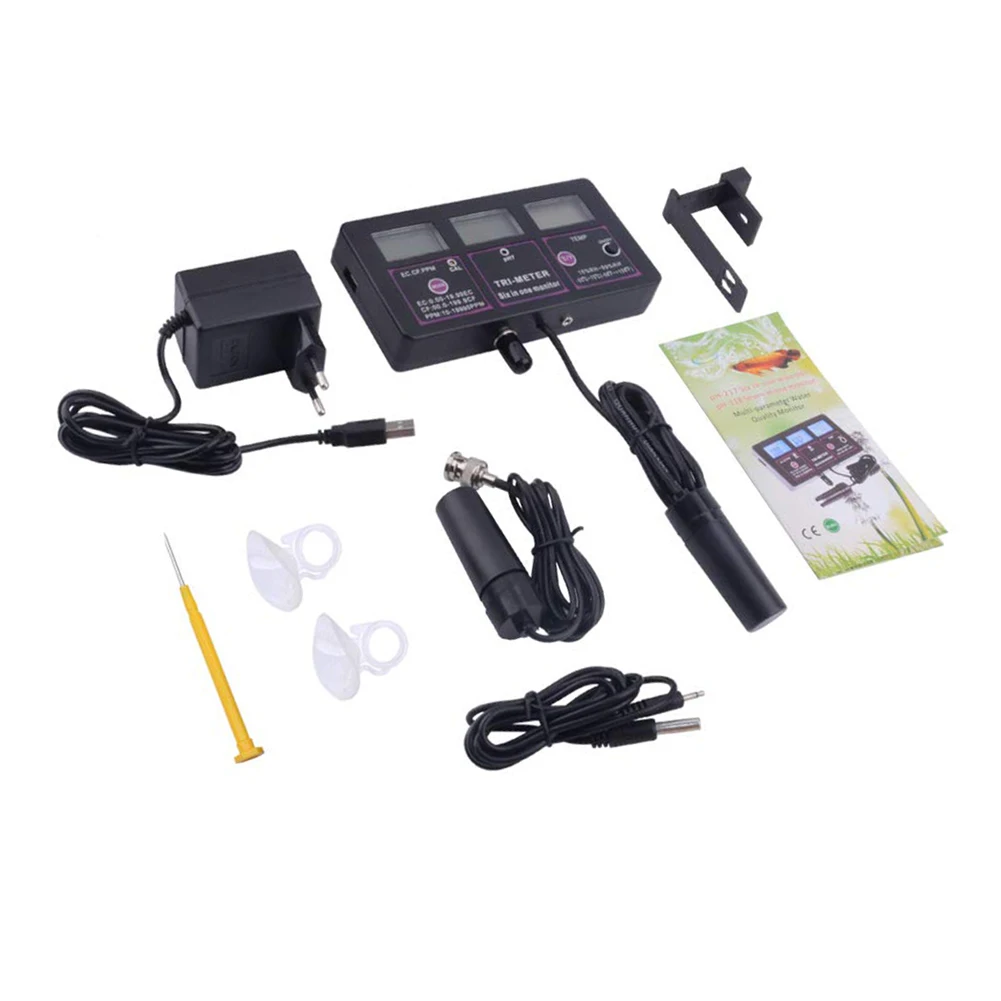 

Digital Water Tester TDS PH RH EC CF Temperature Meter LCD Display Analyzer PH217 Water Quality Tester Analyzer