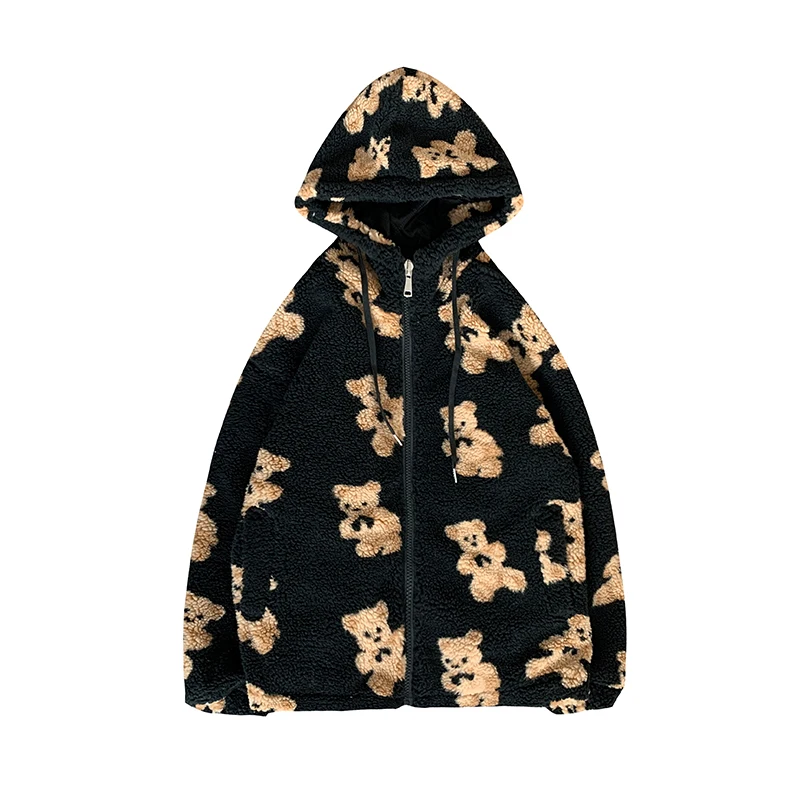 Men's Winter Jacket Velvet Covered Bear Lambs Wool Cotton-padded Clothes Loose Male Lovers Warm Thick Coat  Fleece Jackets Mens