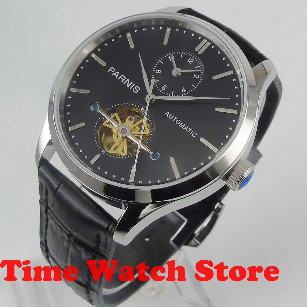Парнис 43 мм Роскошные GMT Автоматические наручные мужские часы с двумя часовыми