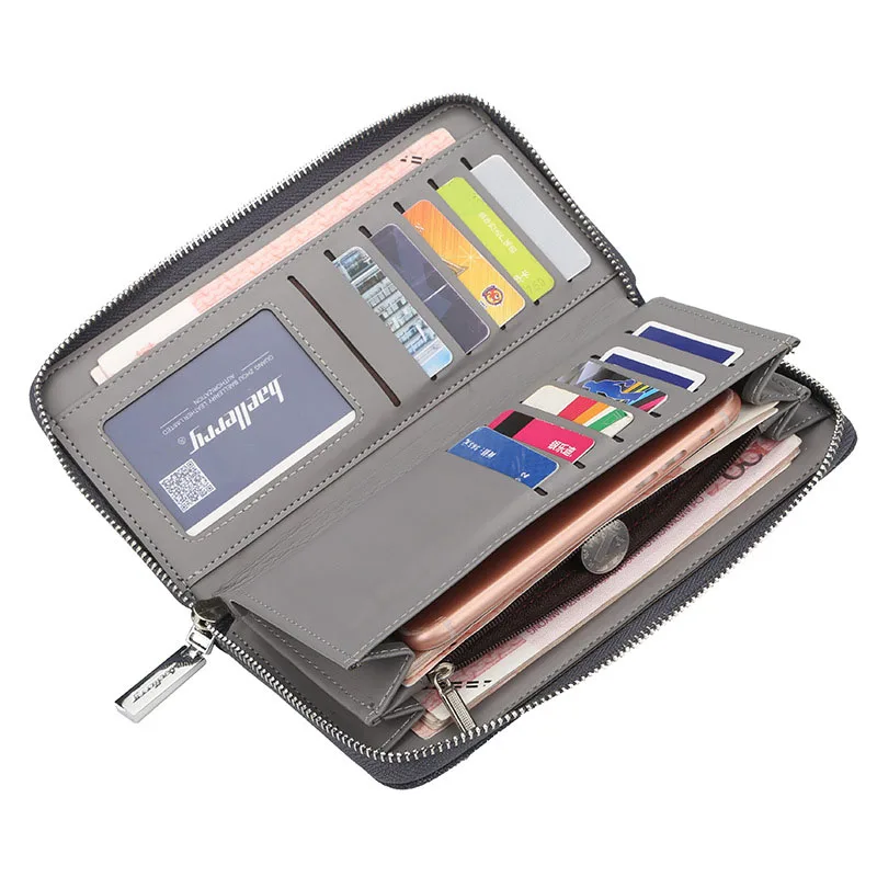 Портмоне baellerry Твердый длинный мужской бумажник холщовые с застежкой молнией Porta