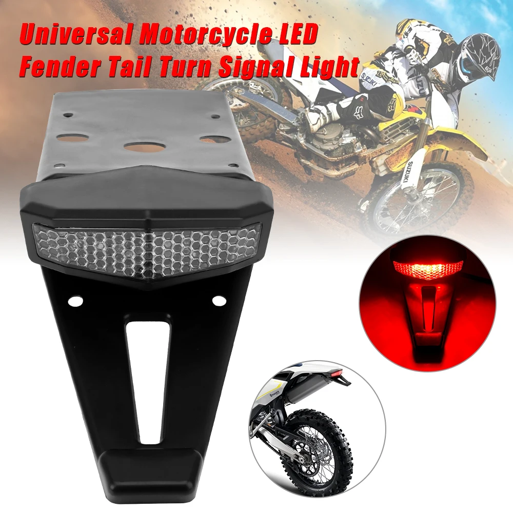 NEW Motorcycle Taillights 12V LED Turn Signal Light Rear Brake Fog Lamp License Plate Holder ATV Dirt Bike Accessories Universal