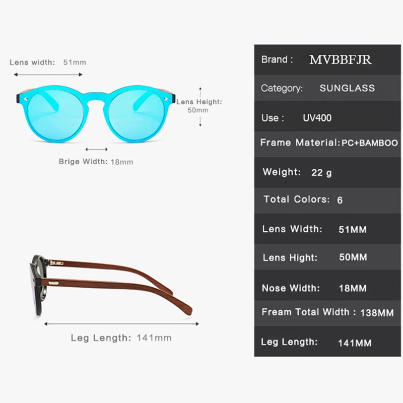 MVBBFJR классические мужские бамбуковые солнцезащитные очки для женщин