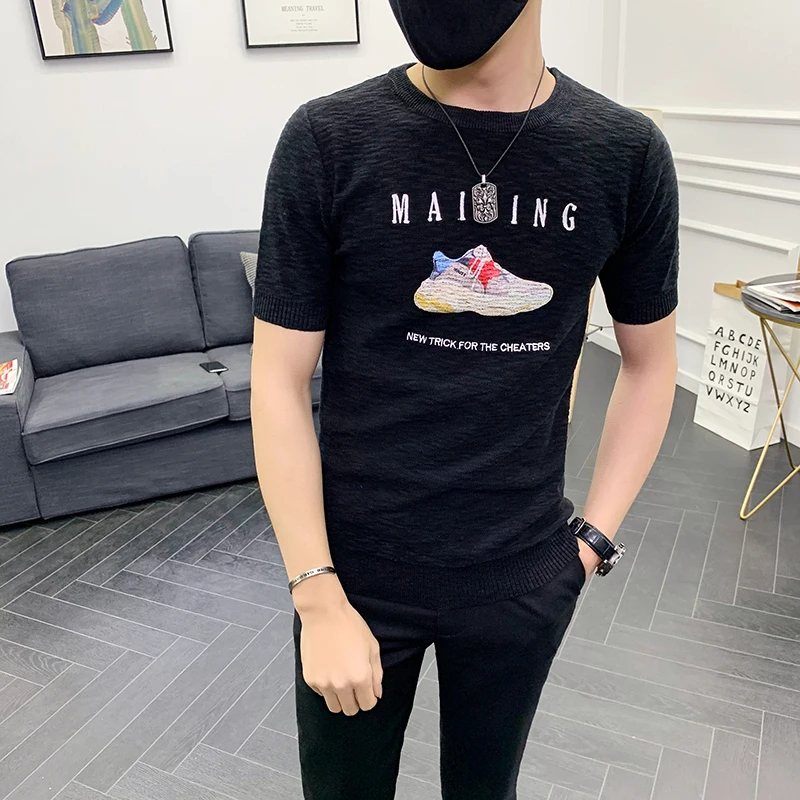 Кроссовки с короткими рукавами Трикотажная футболка принтом Футболка из