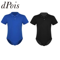 mens lingerie short sleeve turn down collar press button crotch shirt bodysuit role player one piece adult babies romper pajamas