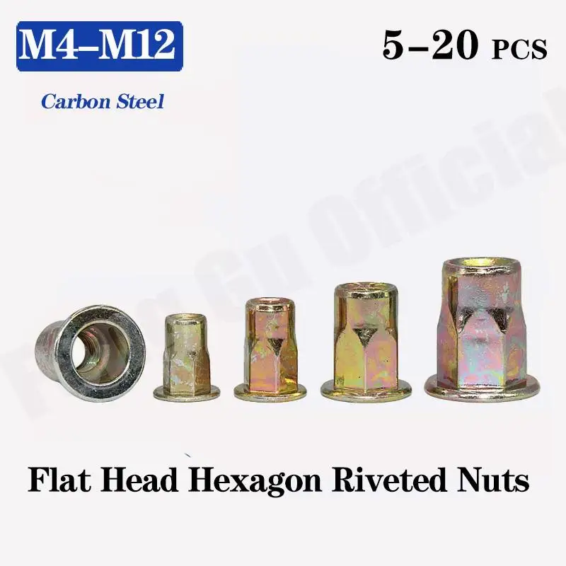

[M4-M12] Zinc Plating Carbon Steel Rivnut Flat Head Hexagon Rivet Nuts Hex Insert Cap Rivet B154