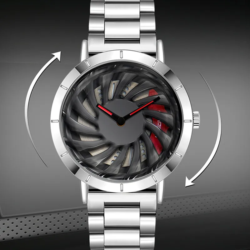 

Top Brand New Men's Sports Quartz Watches Stainless Steel Band Wheel Series Dial Watch Military Wristwatches Relogio Masculino