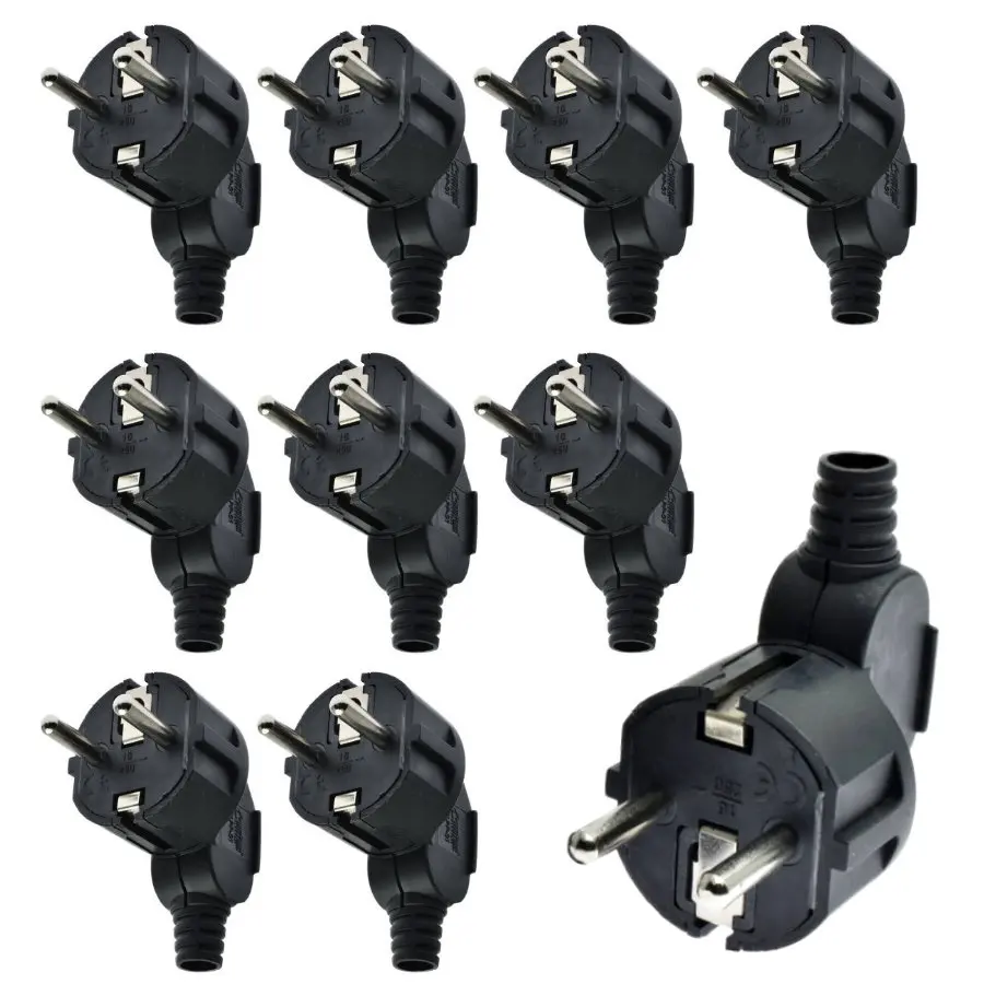 Набор 10 шт. запасная многоразовая вилка Schuko для самостоятельной сборки макс. В