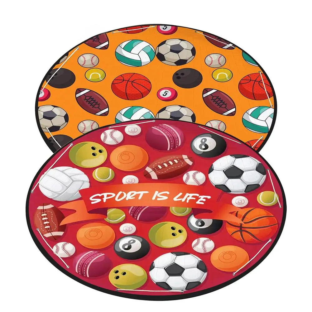 

Детские игровые коврики 59 дюймов, круглый детский игровой коврик, складной коврик для хранения футбольных игрушек, одеяло для ползания, нап...