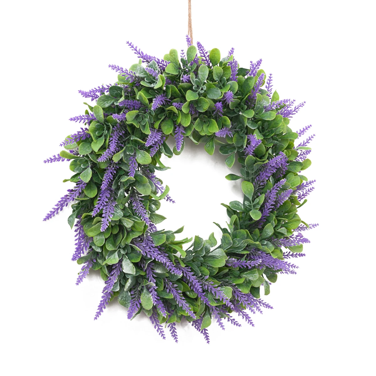 

Christmas Lavender Wreath, Artificial Green Leaves Flower Wreath for Front Door Wedding Party Decor