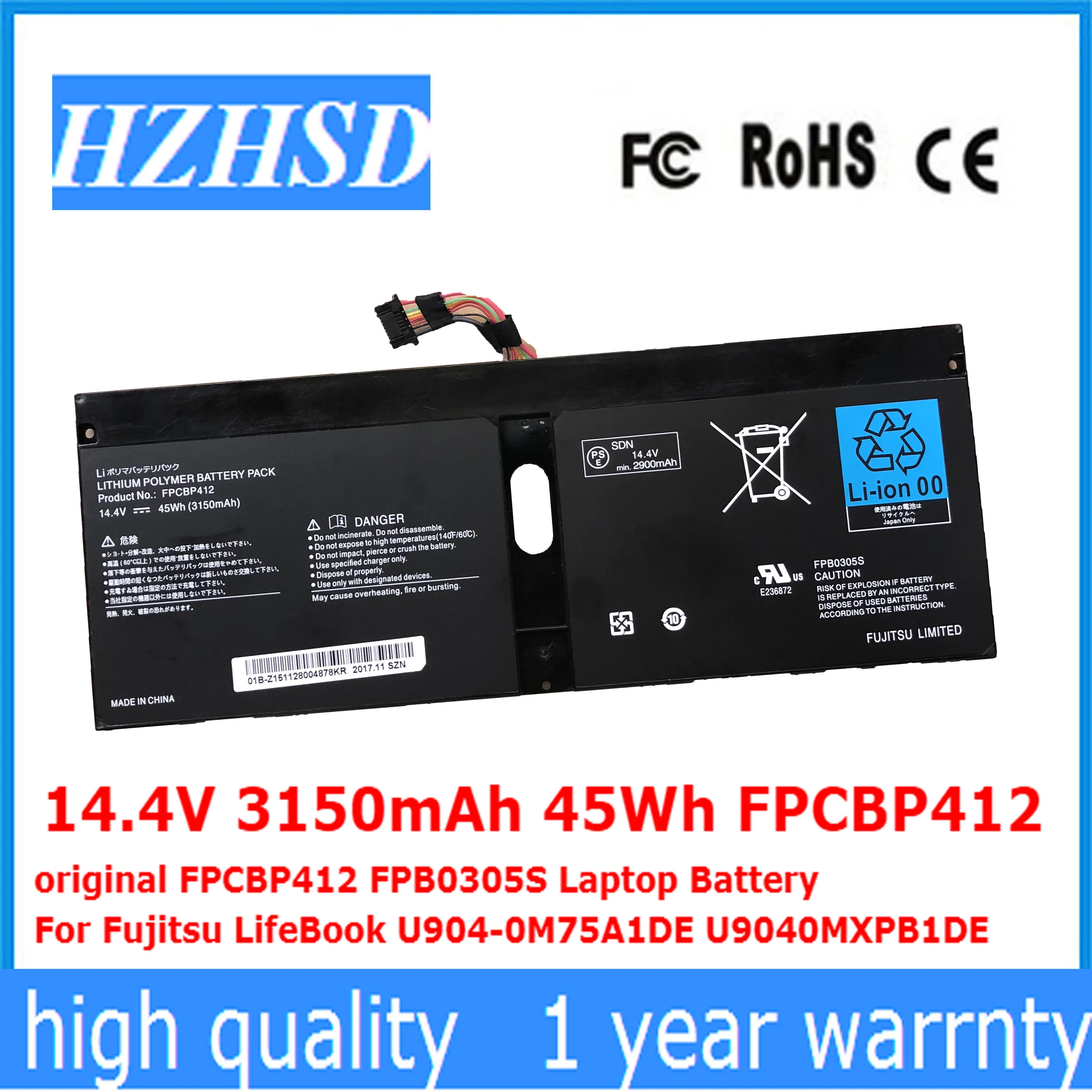 

14.4V 3150mAh 45Wh FPCBP412 original FPCBP412 FPB0305S Laptop Battery For Fujitsu LifeBook U904-0M75A1DE U9040MXPB1DE