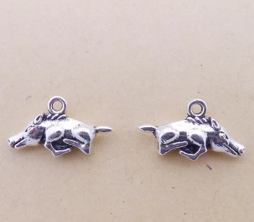 

Earring Charms Wild Boar Charms Antique Silver Color 22x12mm 5 Pieces