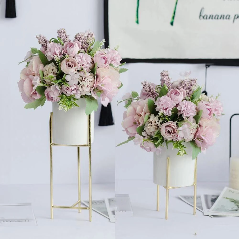 Европейская керамическая ваза + набор искусственных цветов Декор украшение для