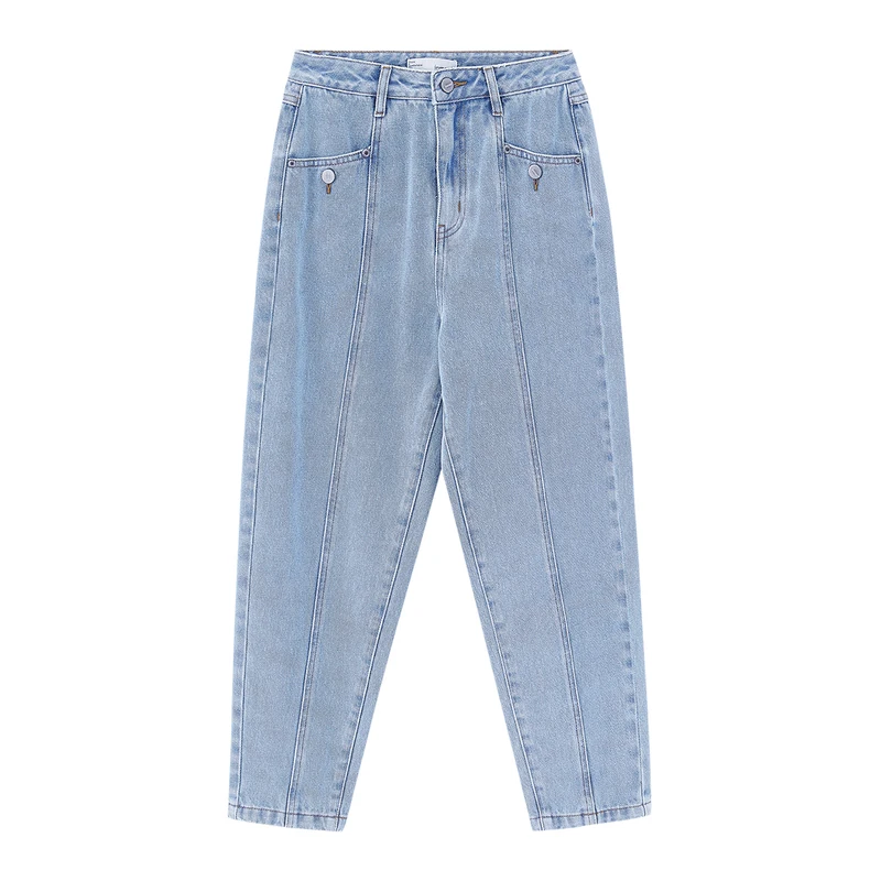 

INMAN Fashion Women Mid Waist Causal Light Color Carrot Lady Cropped Pants