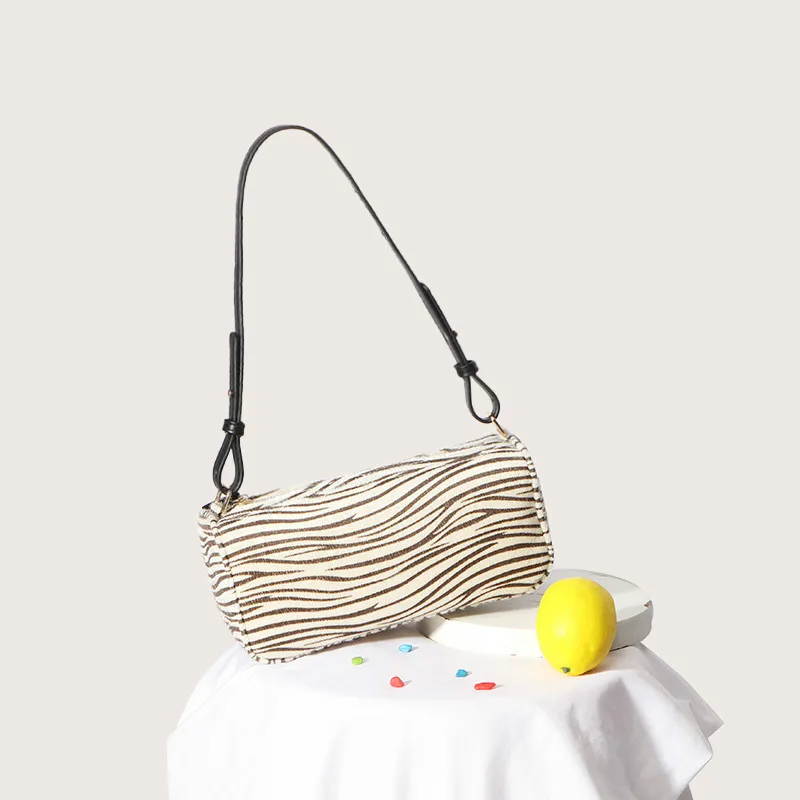 

Women Bag Saddle Fashion Zebra Pattern Zipper Soft Shoulder Bag Purse Handbag Euro-America Style Luxury Designer Bag