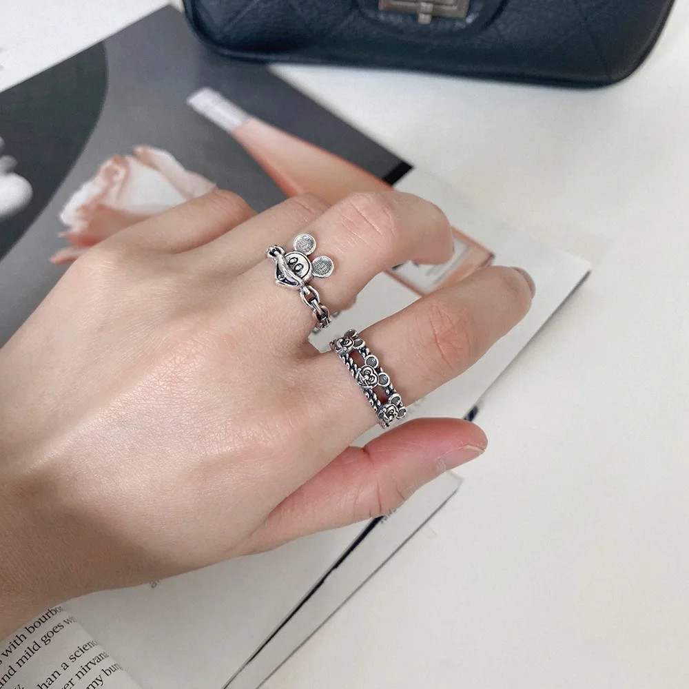 FENGLI Mickey античное серебряное регулируемое женское кольцо для девочки мини-мышь