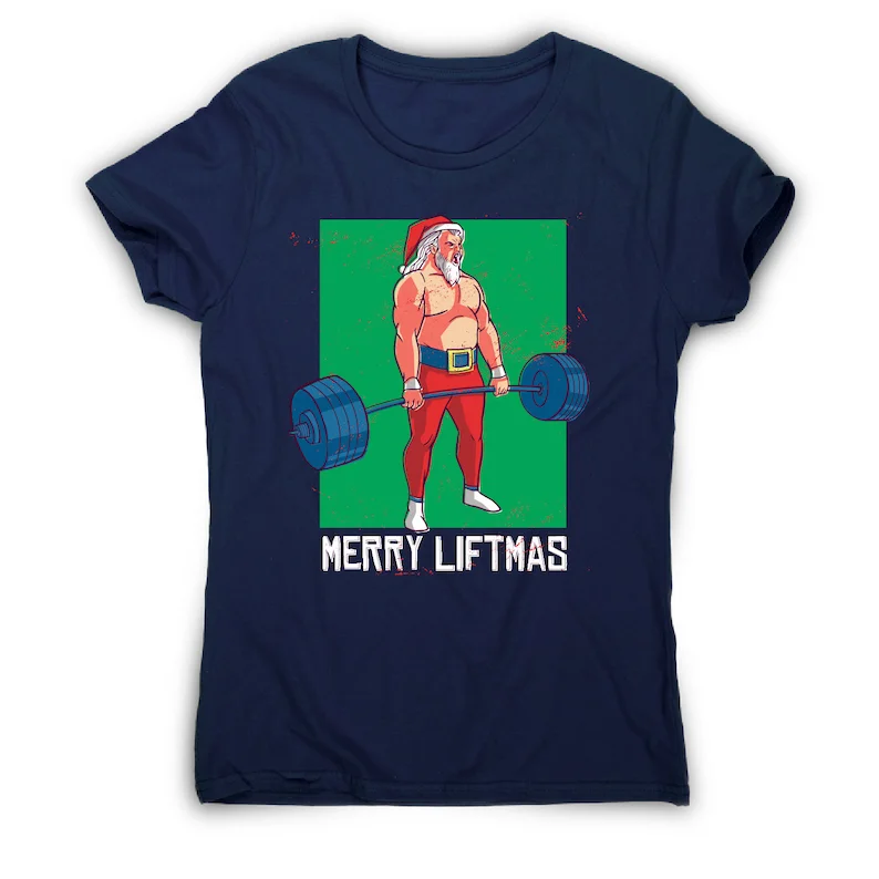 

Merry liftmas funny gym Christmas t-shirt women's