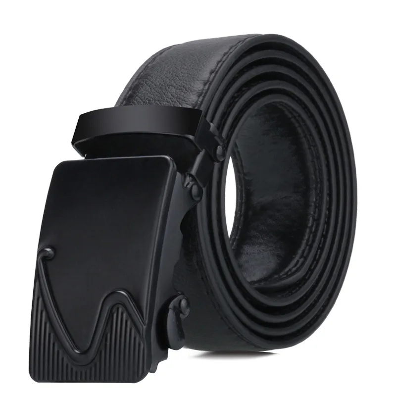 Мужской ремень с автоматической пряжкой для молодых людей Модный Черный Простой