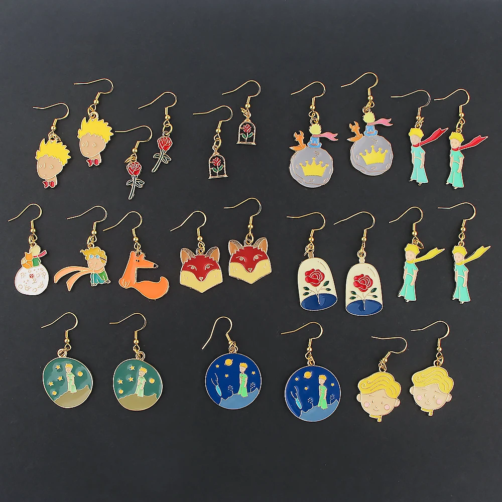 Маленький принц и лиса, серьги аниме розового цвета для женщин и мужчин, ювелирные украшения, подарки для друзей.