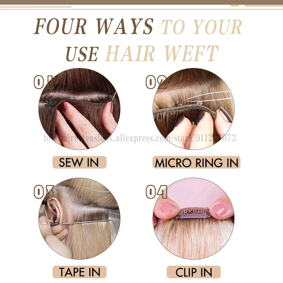 

BILY 100% Human Hair Weaves Bundles Straight Russian Machine Remy Natural Hair Double Weft 100g Piece Blonde Real Hair Extension