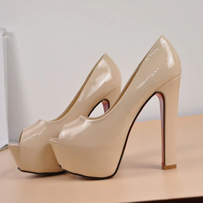 

2019 spring and summer new Korean fashion sexy ladies sandals thick with high-heeled fish mouth patent leather club banquet shoe
