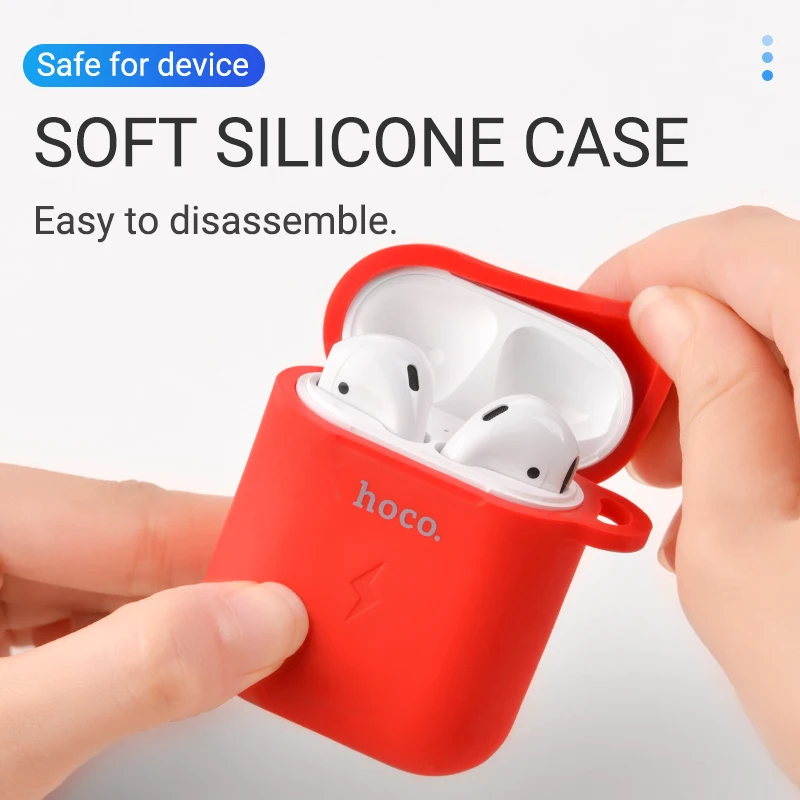 hoco CW22 силиконовый чехол для AirPods беспроводная зарядка защитный чехол от царапин и ударов для Air Pods поддержка для QI мягкий цветной чехол защита корпуса гарнитуры беспроводная зарядка